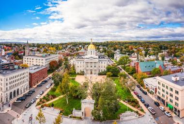 New Hampshire State House and streets in Concord, NH