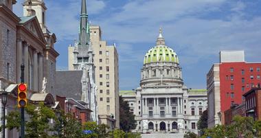 State street with Capitol building, Harrisburg