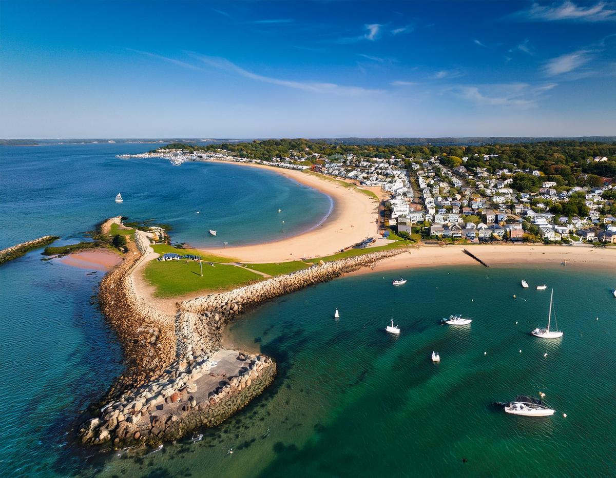 3D Aerial View of Plymouth, MA Beaches