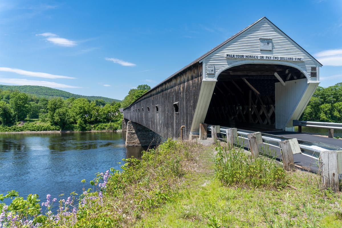 Cornish-Windsor Covered Bridge. Built in 1866, longest two-span covered bridge. 