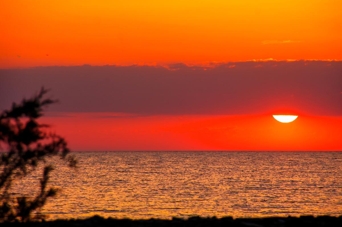 Orange sunset over Lake Erie at Kelleys Island