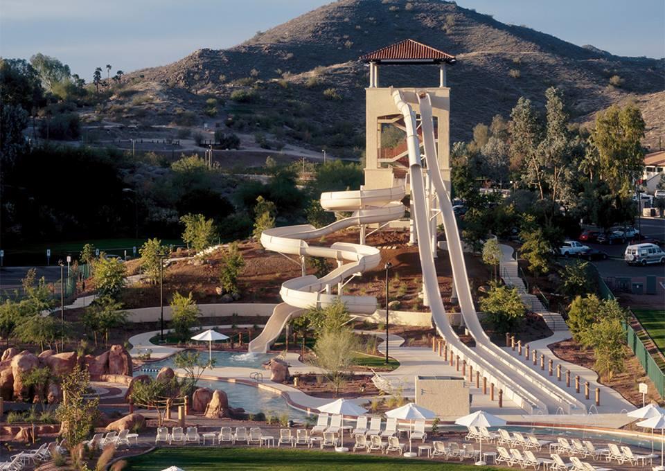 Slide through palm-lined pools and splash all day on a fun family trip.