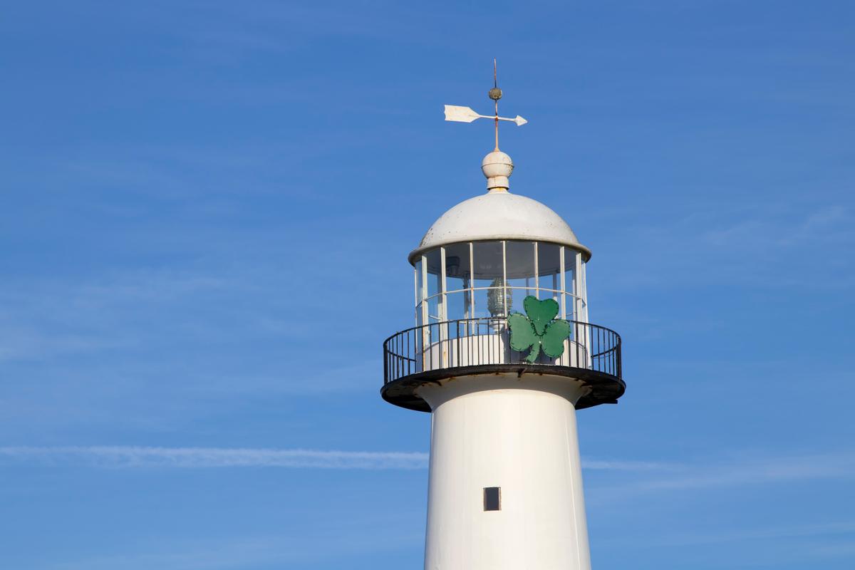 The landmark historic Biloxi Lighthouse close-up at Biloxi, Mississippi