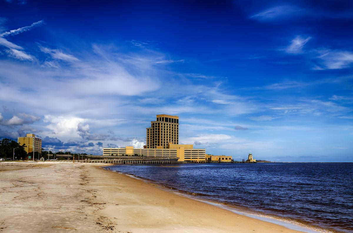Biloxi, Mississippi, casinos and buildings along Gulf Coast