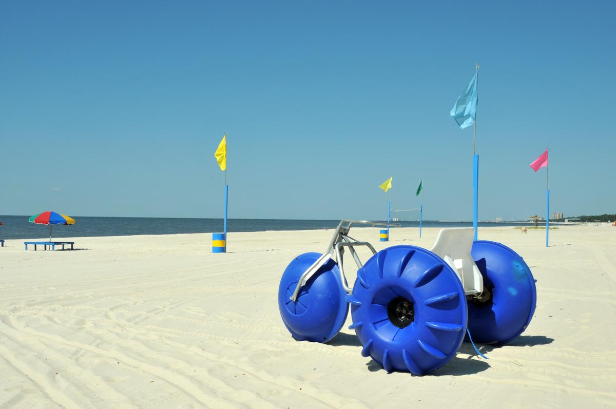 Having fun on the beach with beach toys