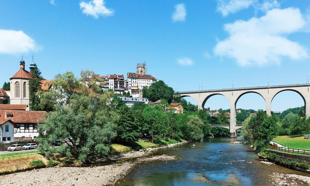 Walk along medieval city walls in Fribourg