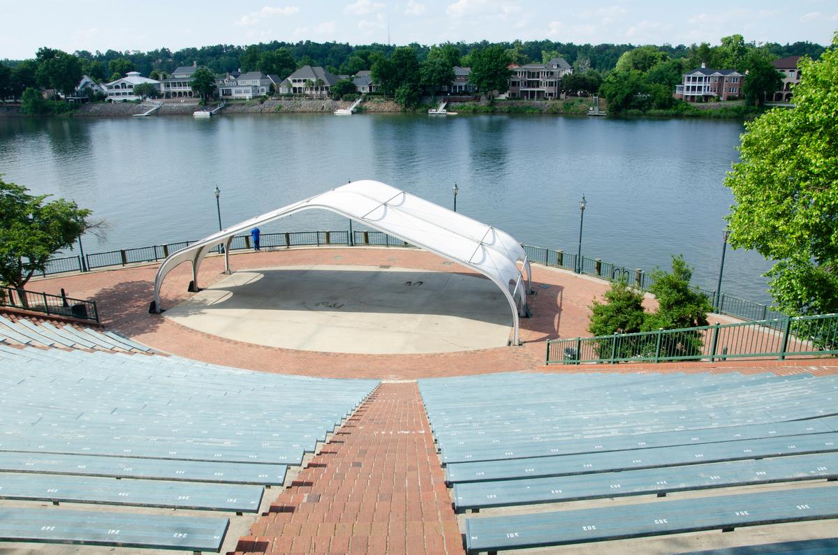 Small open air theater on the lower lever on the Augusta Georgia river walk