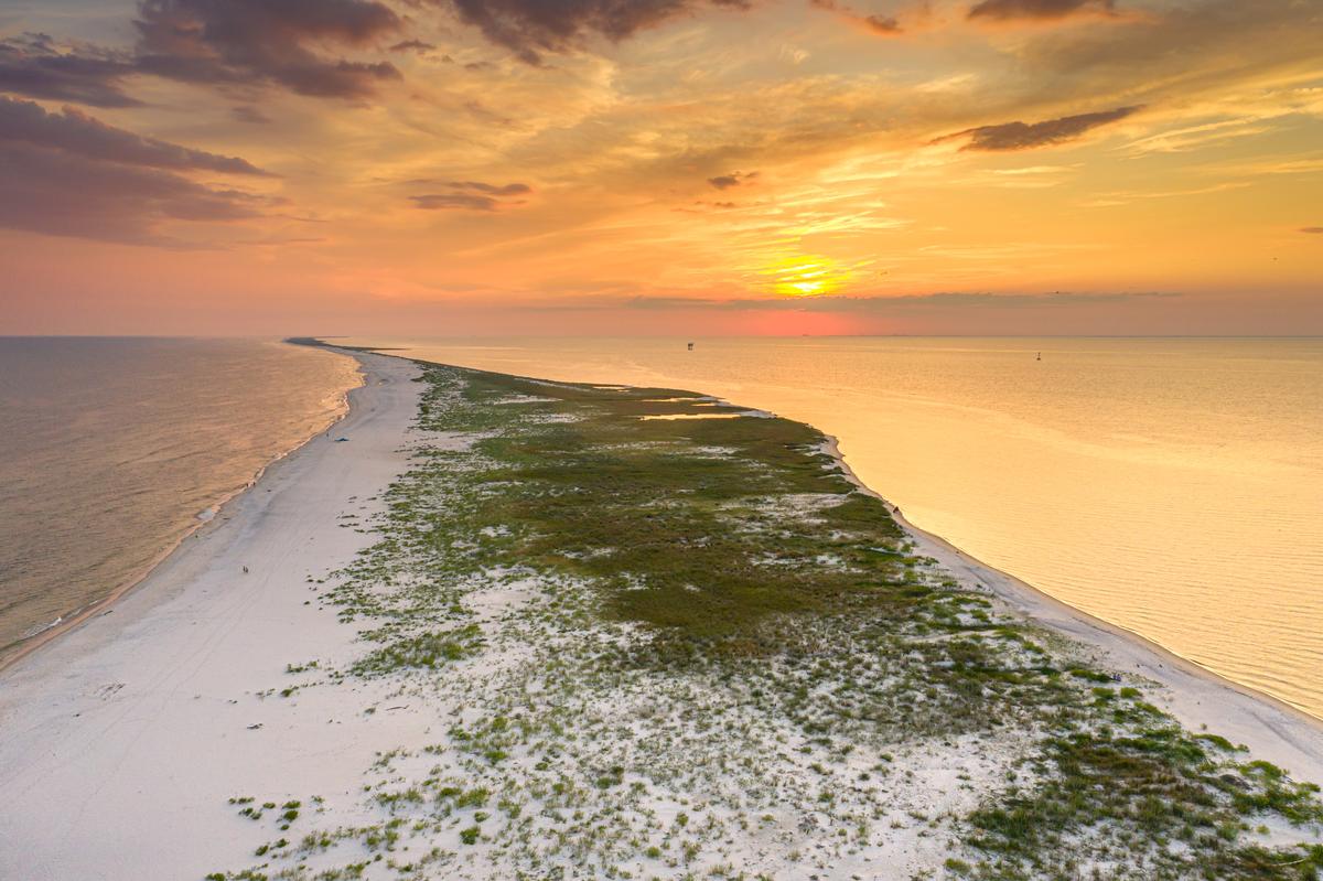 Orange sunset on Dauphin Island
