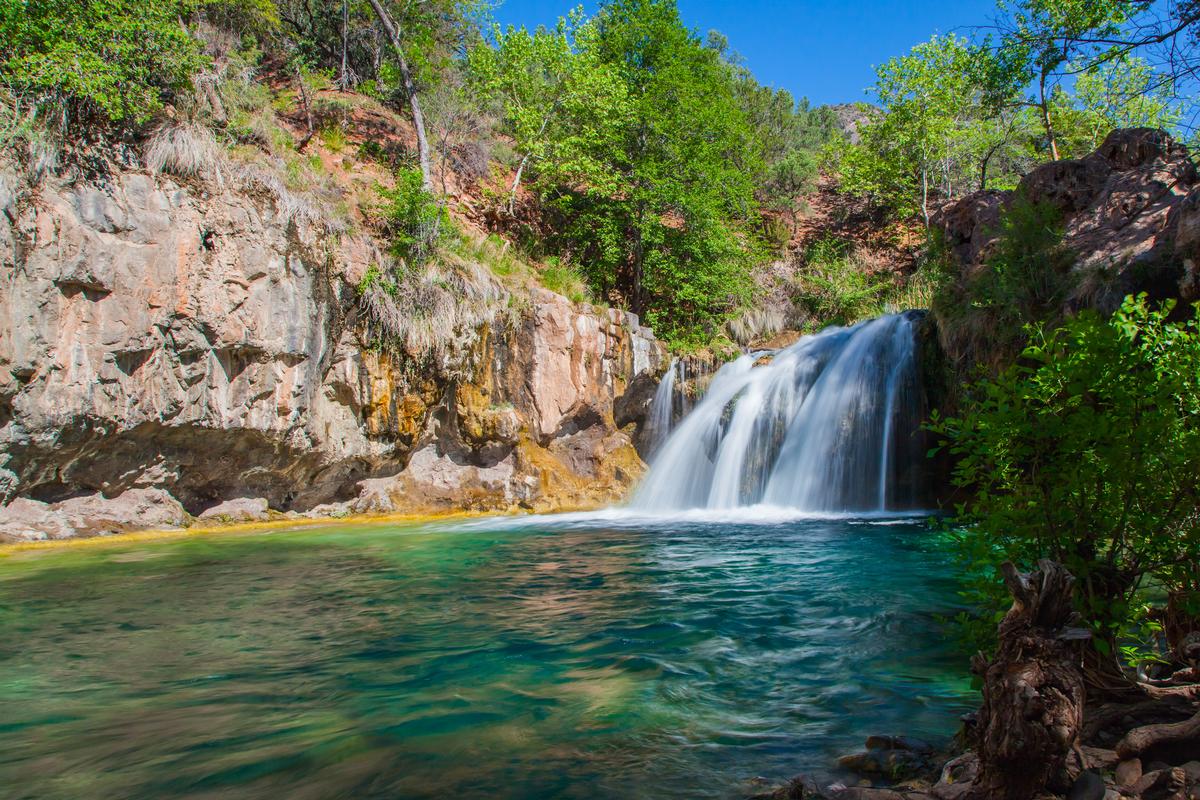 Admiring Fossil Creek Waterfall in Arizona