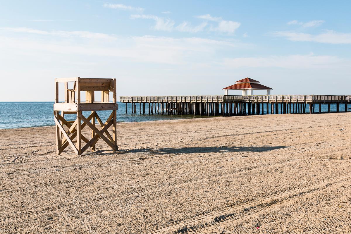 Lifeguard tower at Buckroe Beach in Hampton