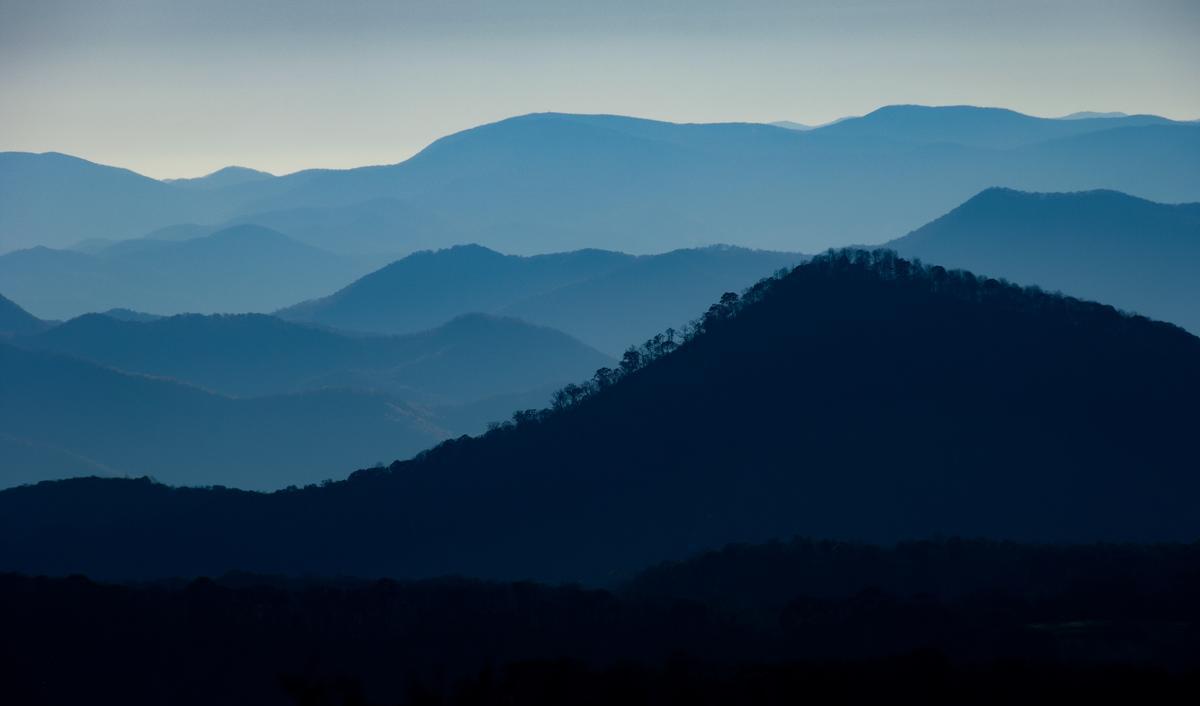 Misty view of the Blue Ridge Mountain Range