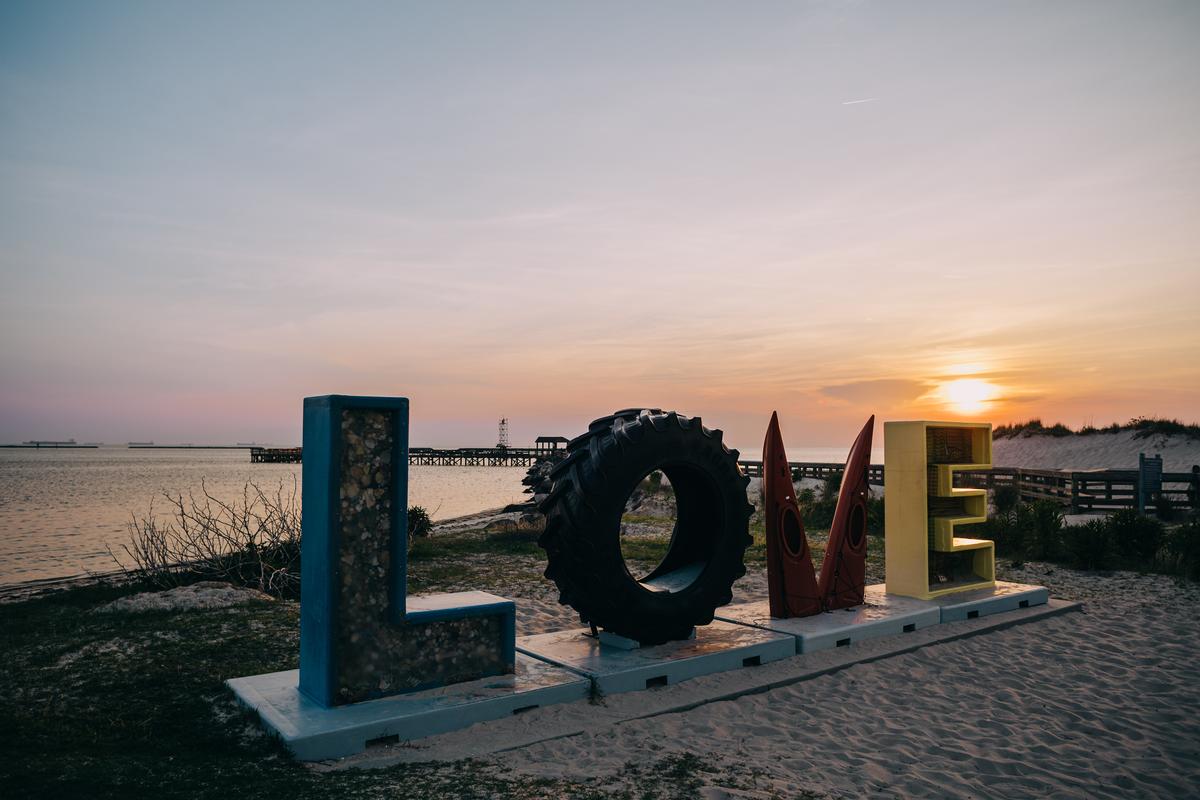 Love Sign in on a Beach in Cape Charles, Virginia