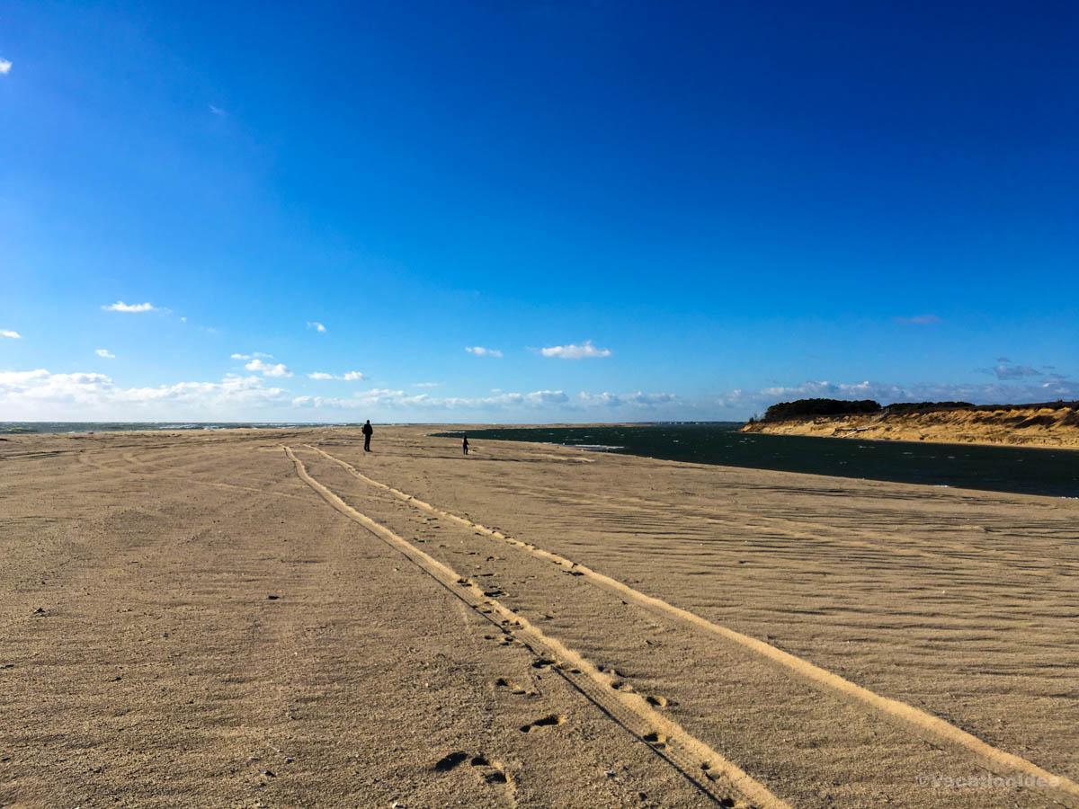Tracks in the sand. I took this photo on an off-season outing with my son and husband.