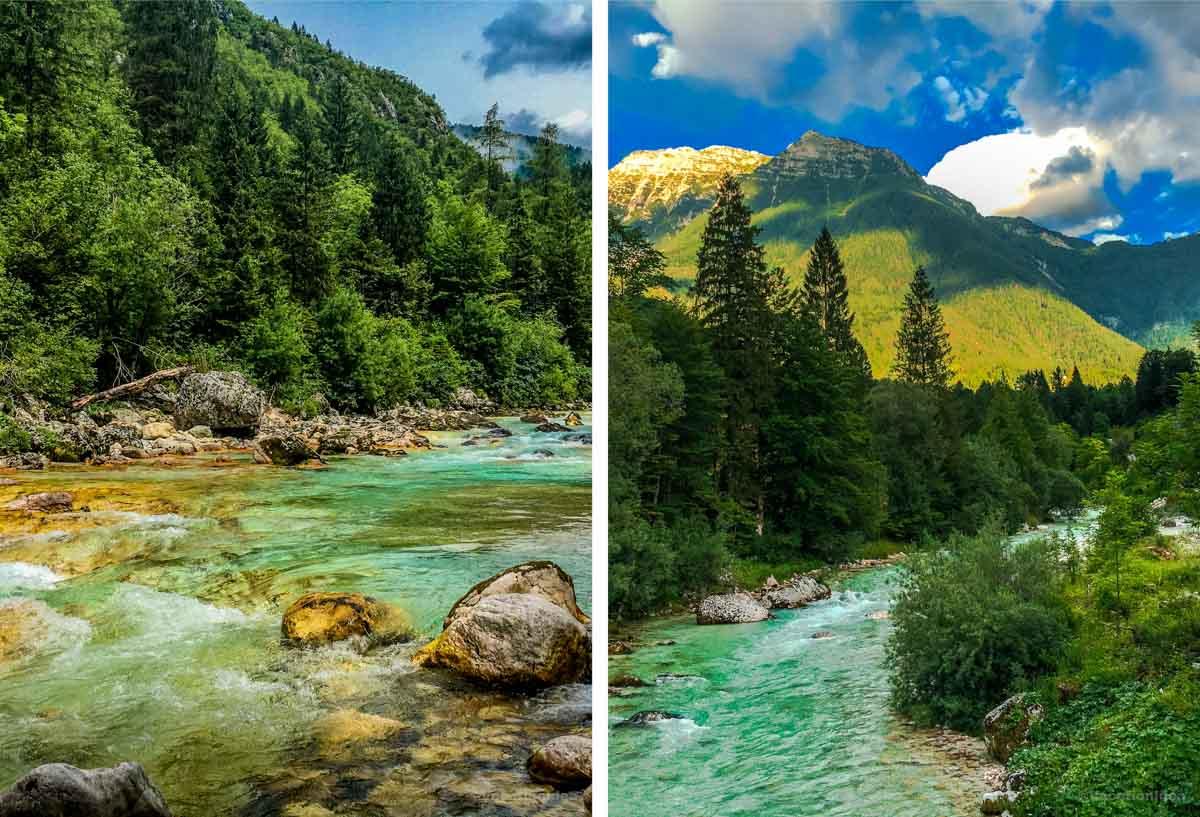My husband's photos of the stunning blue green river Soca in Slovenia