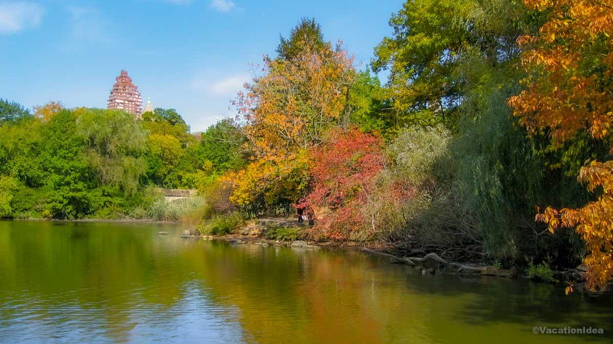 My photo of The Lake in Central Park, New York with fall foliage colors