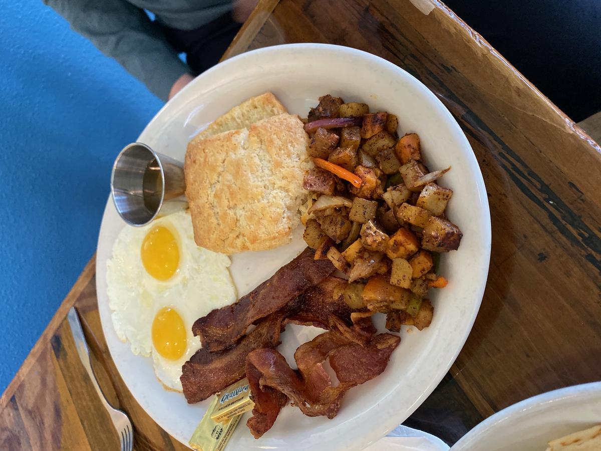 I took this photo of a hearty breakfast on our day trip