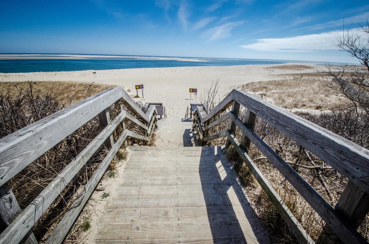 Follow the Stairs leading down to the sandy beach along Cape Cod National Seashore