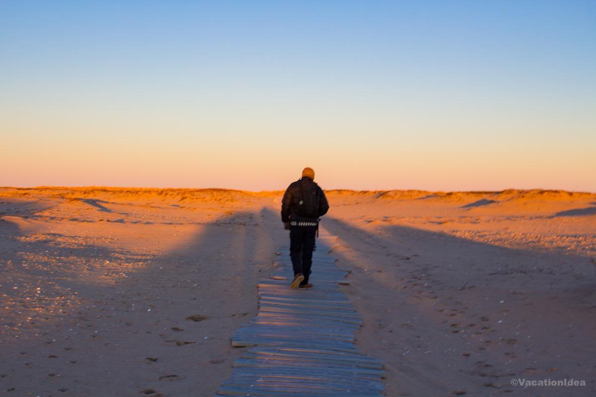 I took this photo of my husband walking on the boardwalk in New England