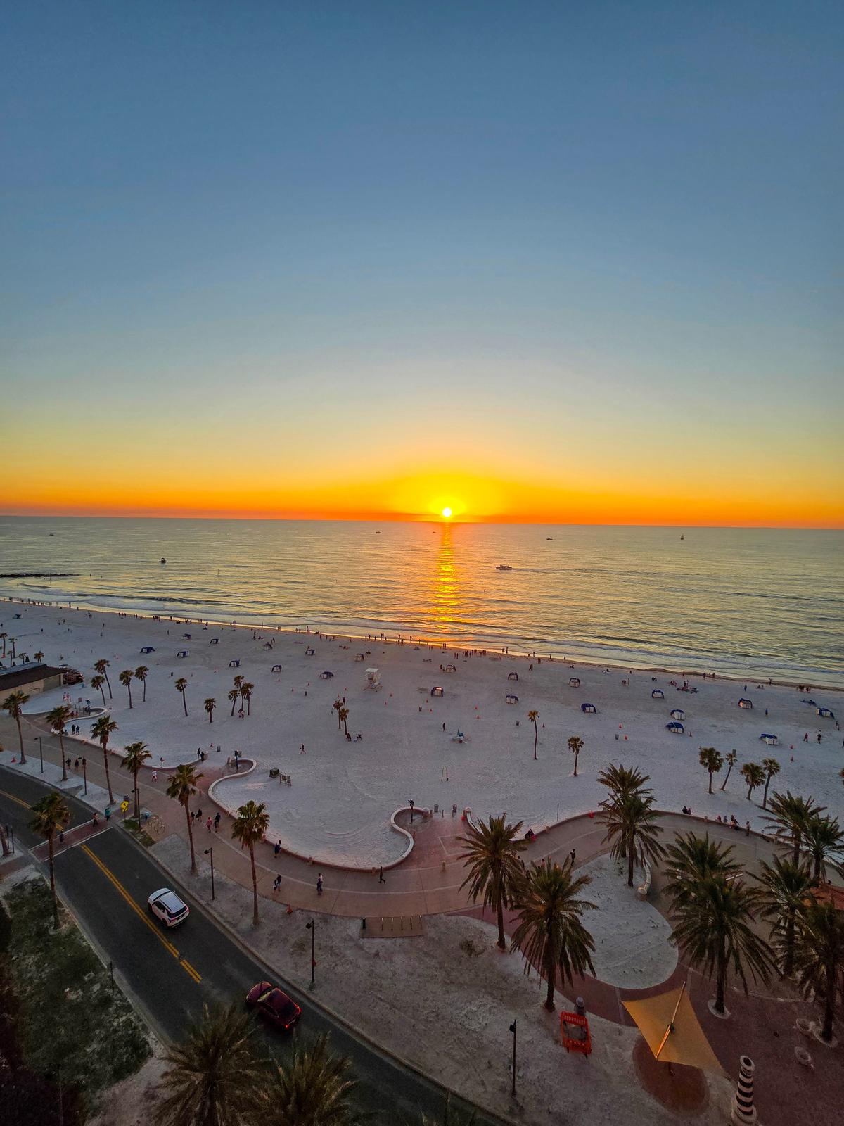 Clearwater Beach orange sunset