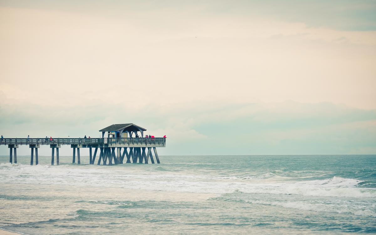 Tybee Island fishing pier with interesting clouds