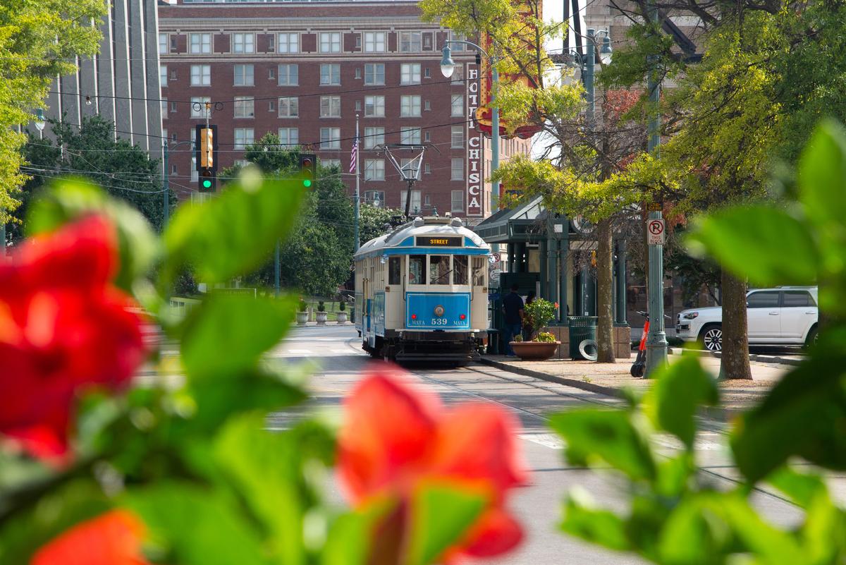 We rode the Downtown Vintage Trolley in Memphis