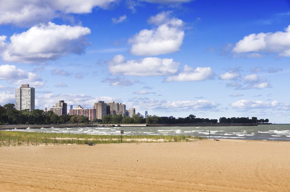 Swim in calm waters or relax on this easy-access urban beach.