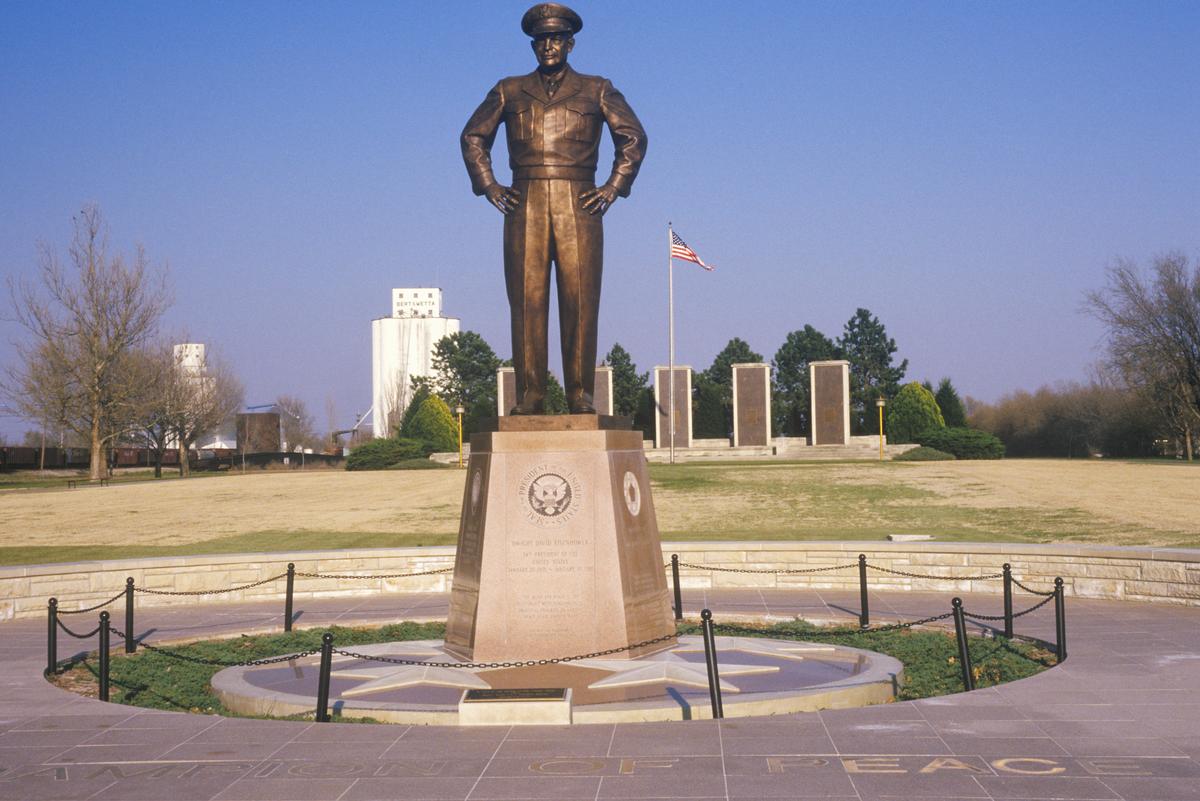 Statue of Dwight D. Eisenhower in hometown of Abilene Kansas