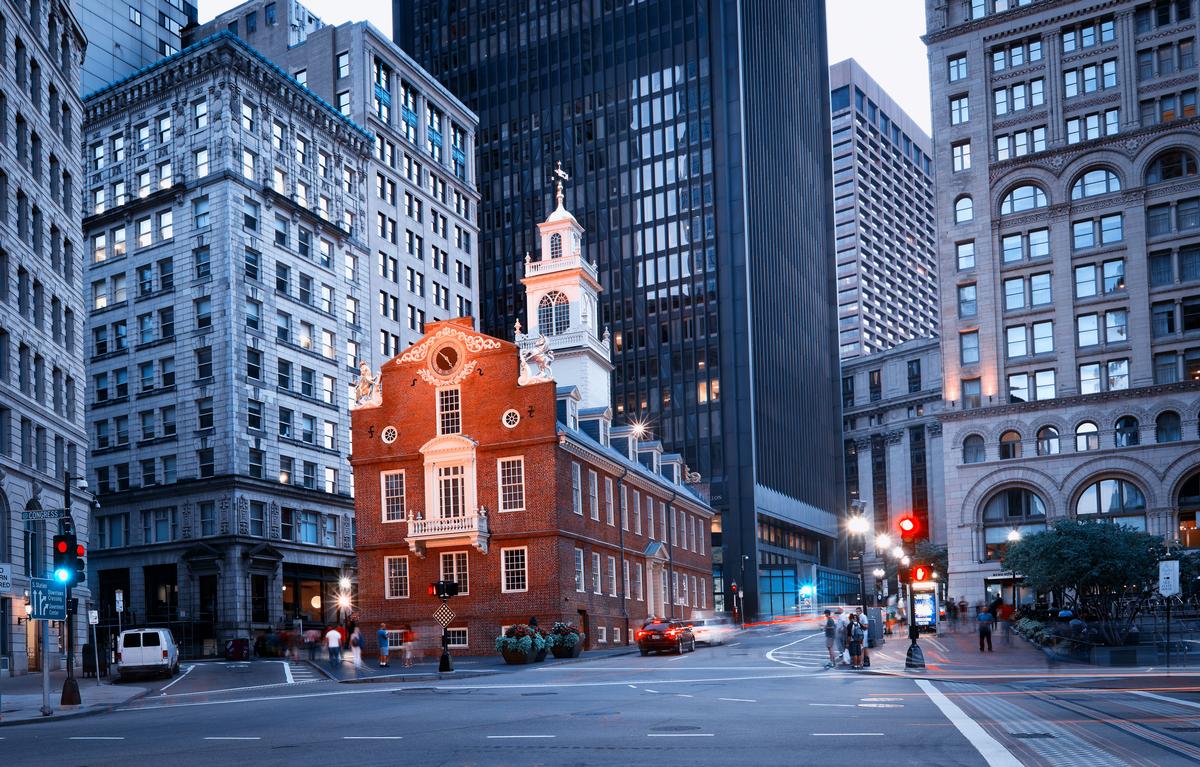Old State House at night in Boston