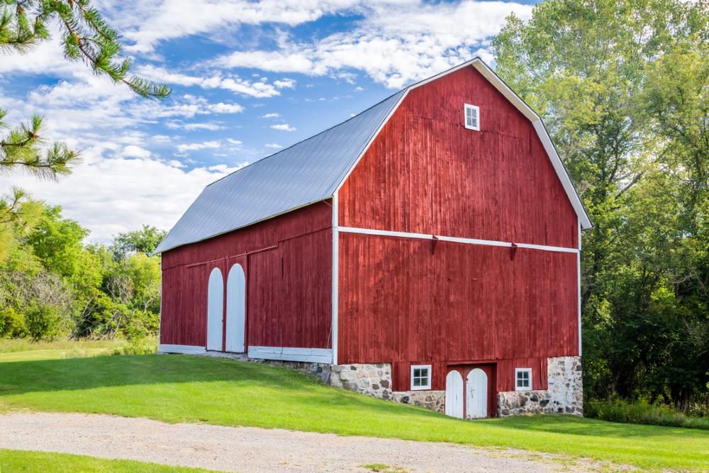 Bright red barn in Michigan