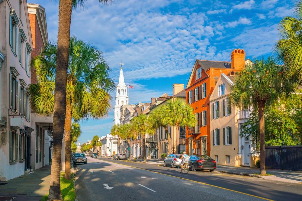 Admire pastel-colored homes in Charleston