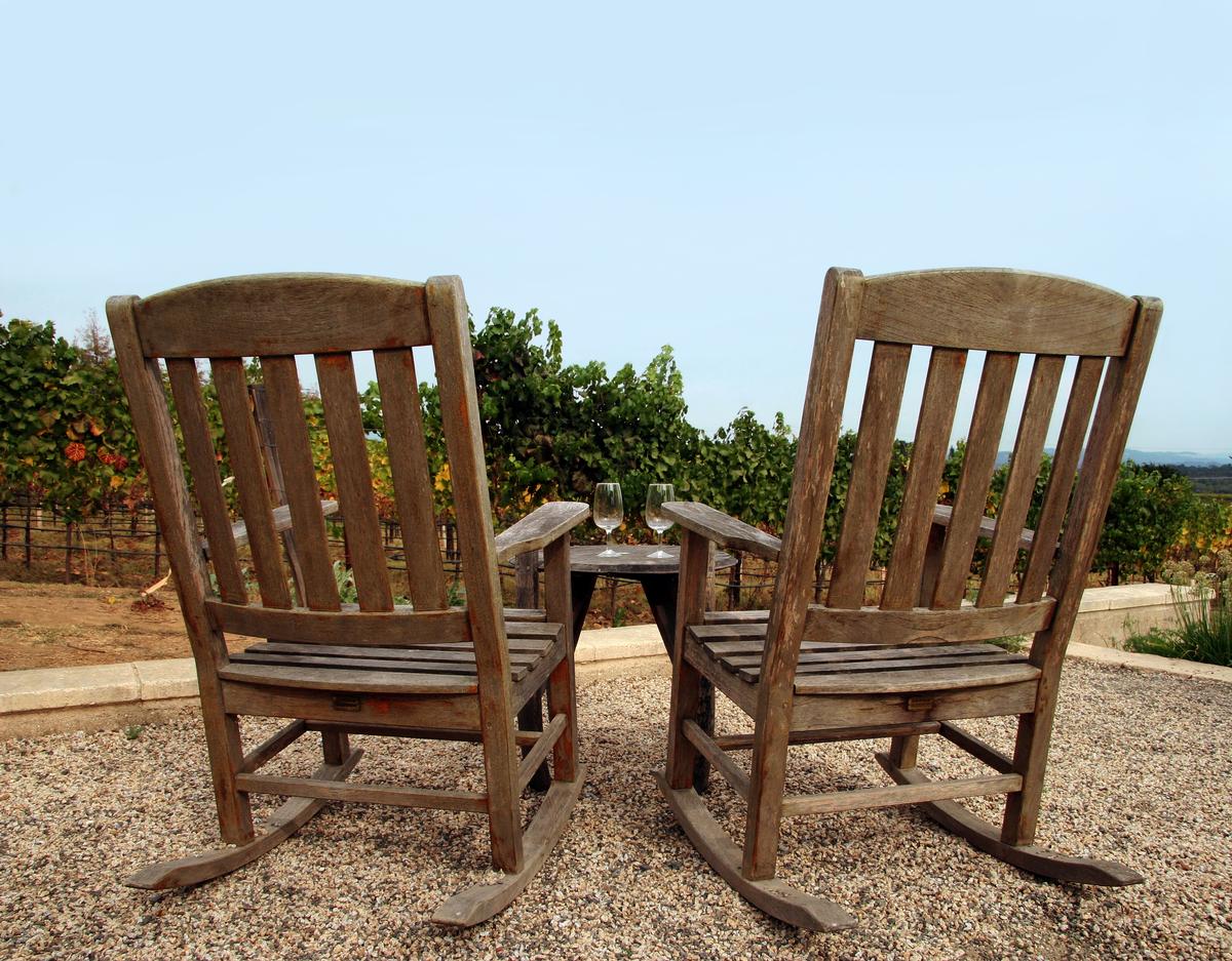 Chairs with a view of the vineyard