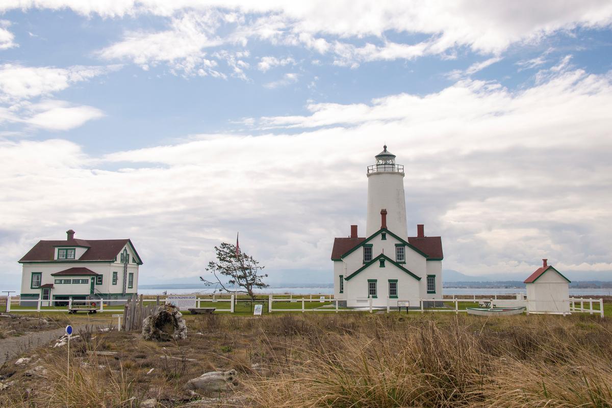 Dungeness Spit Lighthouse on an overcast day, Sequim