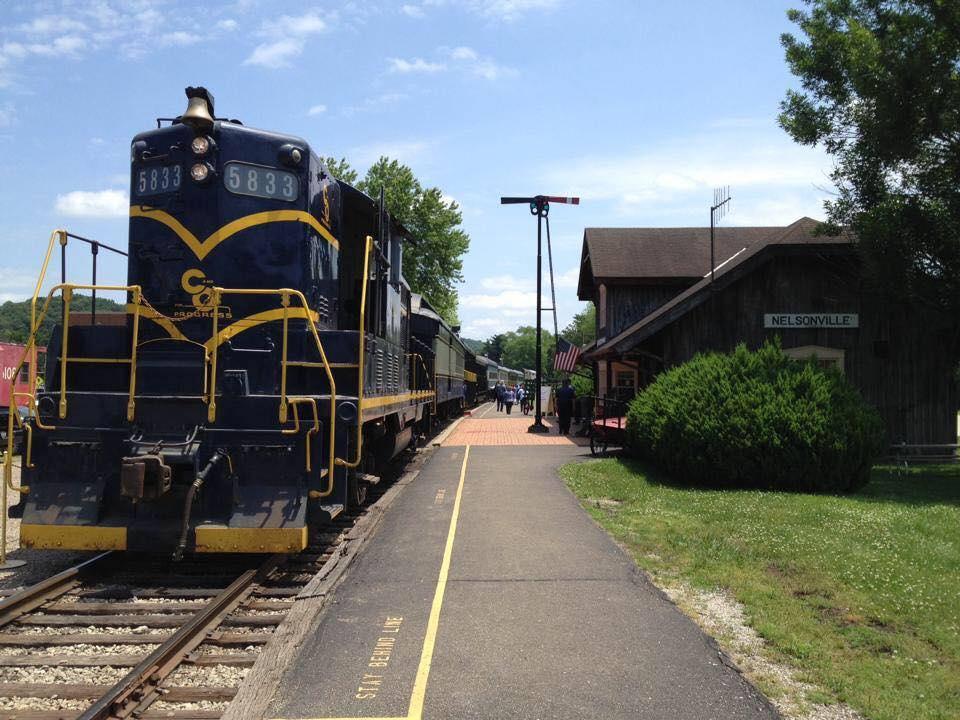 See historic engines and ride through wooded hills on a family train trip.