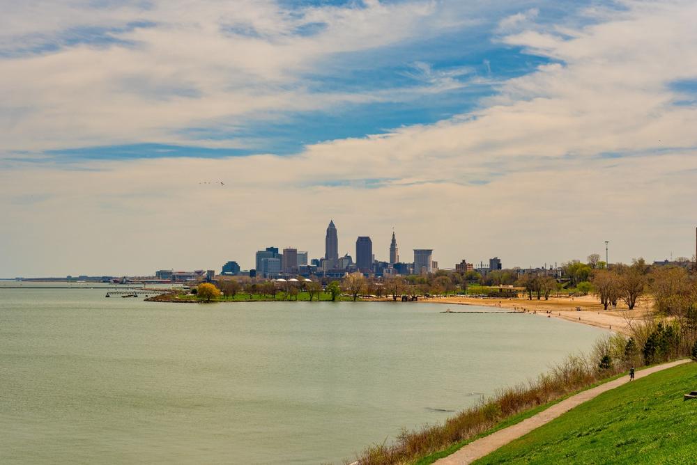 Swim in calm waters and admire stunning Cleveland skyline views.