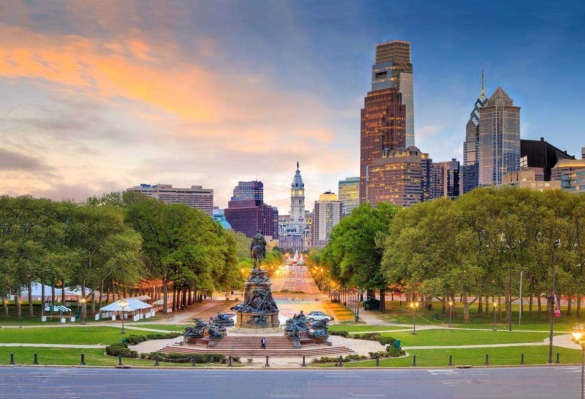 Orange sunset in Philadelphia