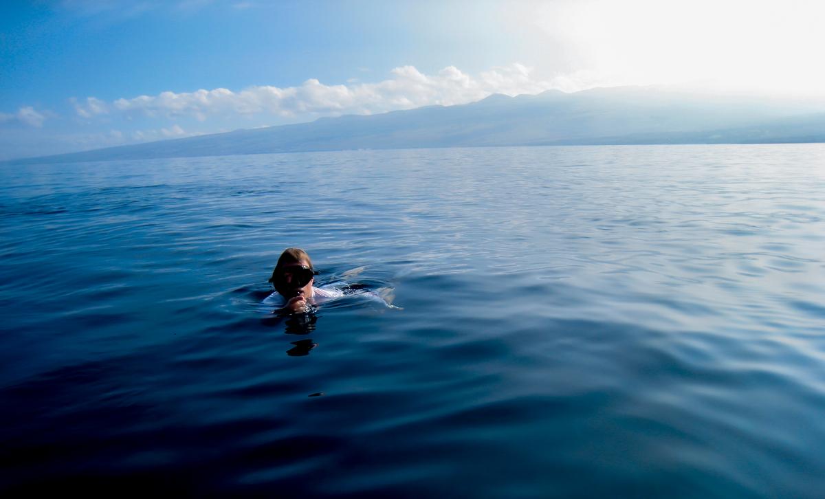 I took this photo of my husband snorkeling on our winter trip to Maui
