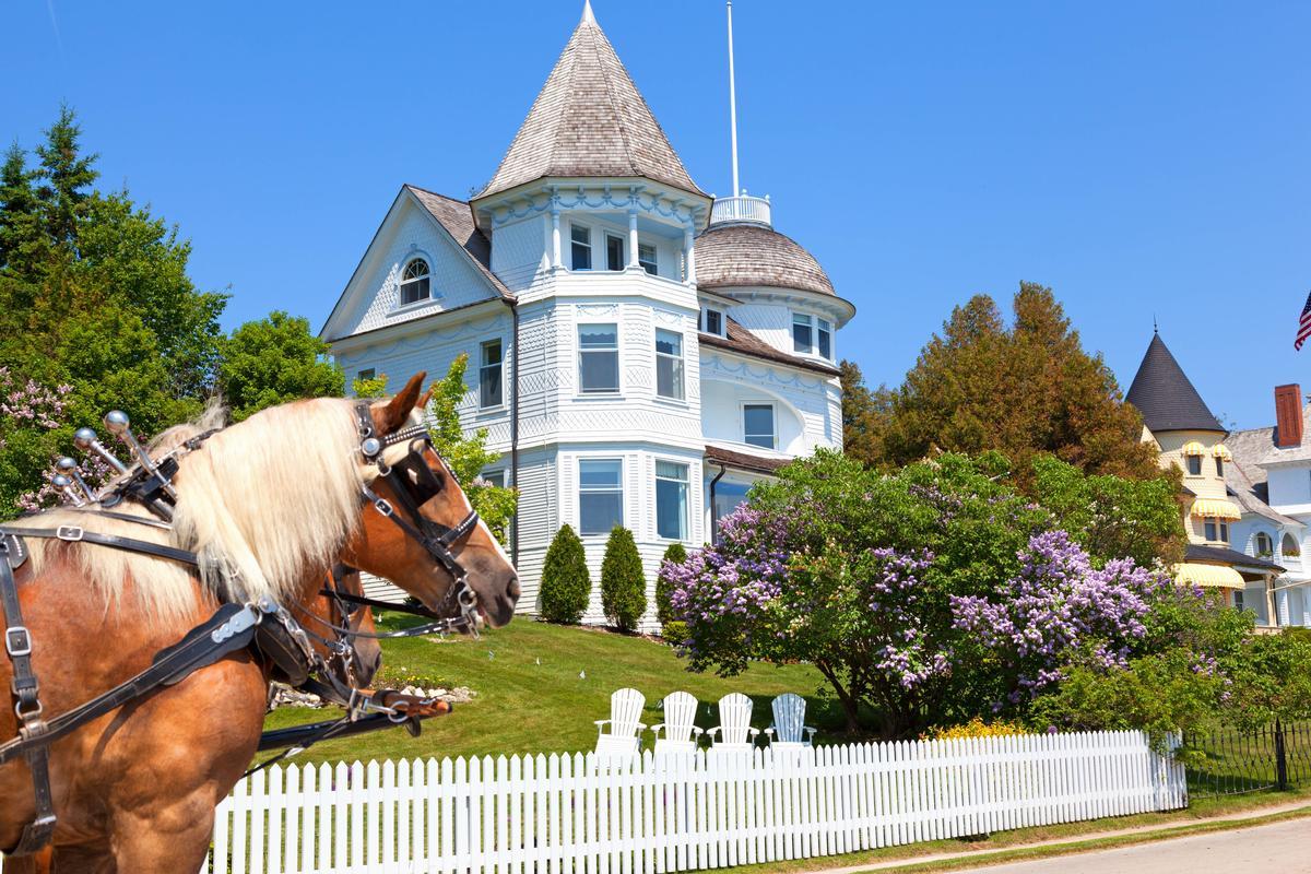 Wedding Cake Cottage on West Bluff Road, Mackinac Island Michigan
