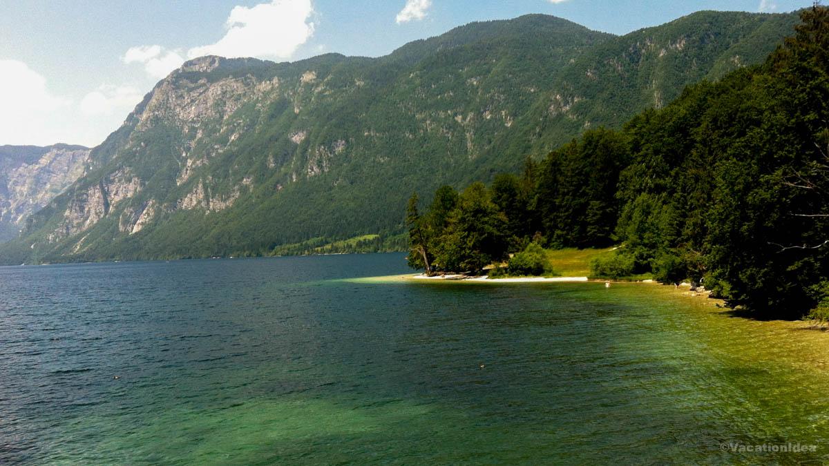 Beautiful Bohinj lake in the summer