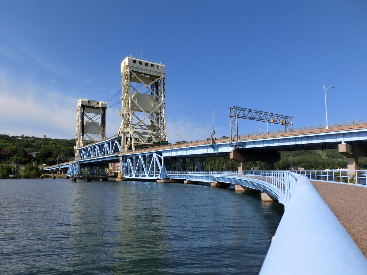 Houghton, Michigan drawbridge across river