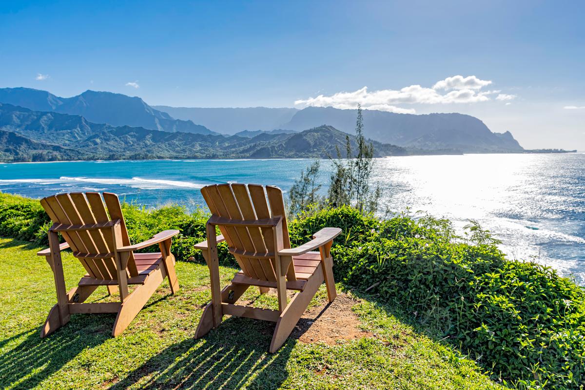 Relaxing lounge chairs in Kauai in the winter
