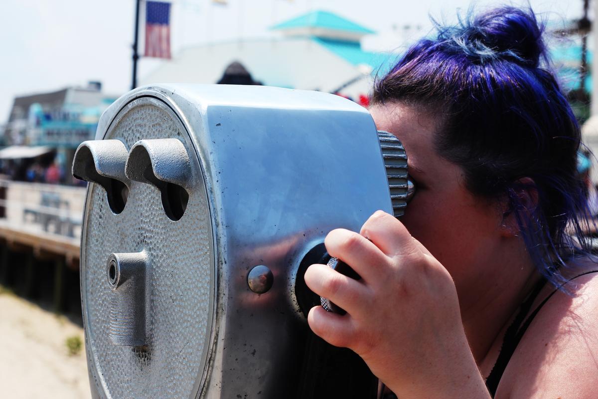 Looking through binoculars