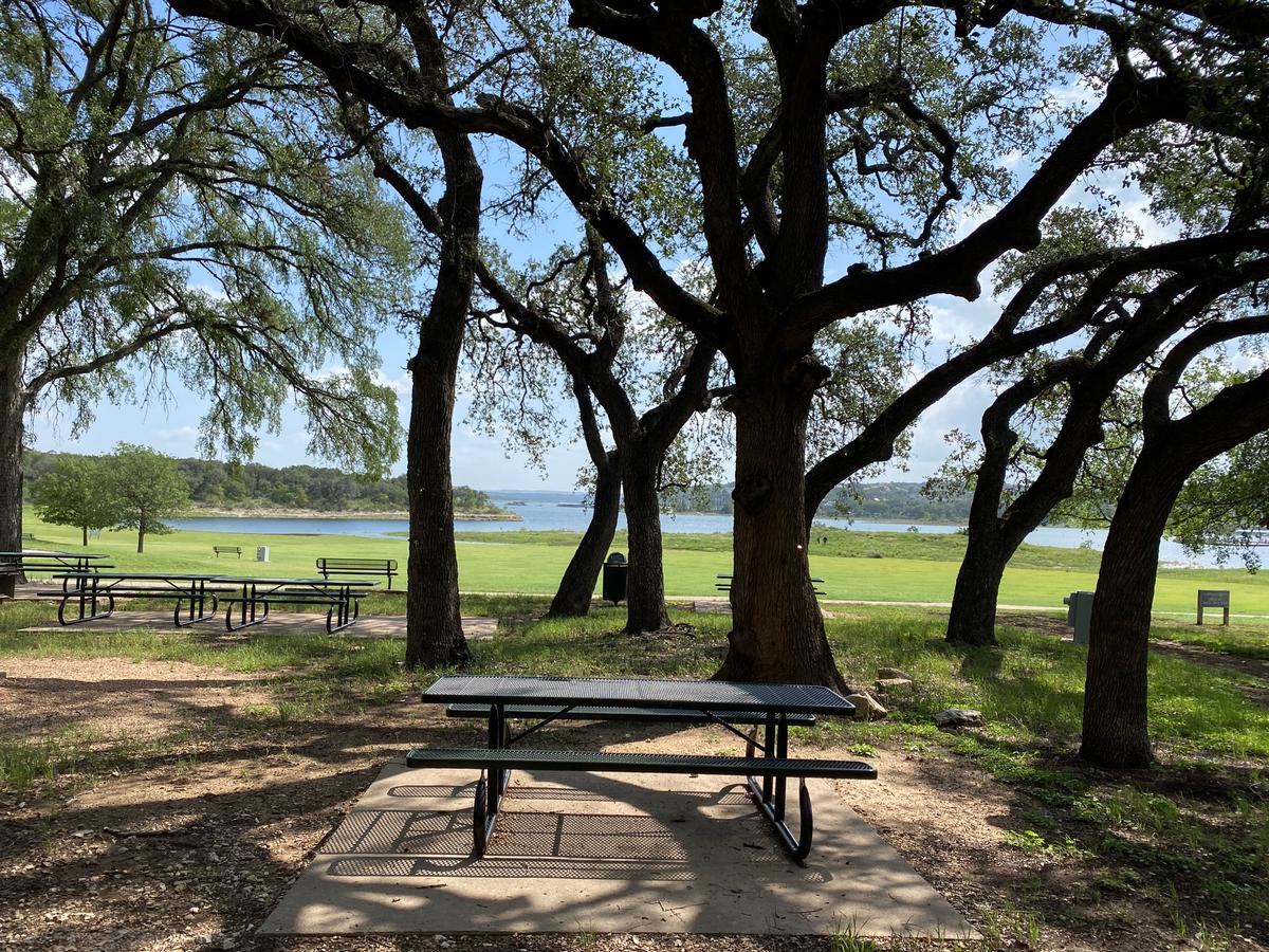 I took this photo of a picnic table near Lake Travis in the summer