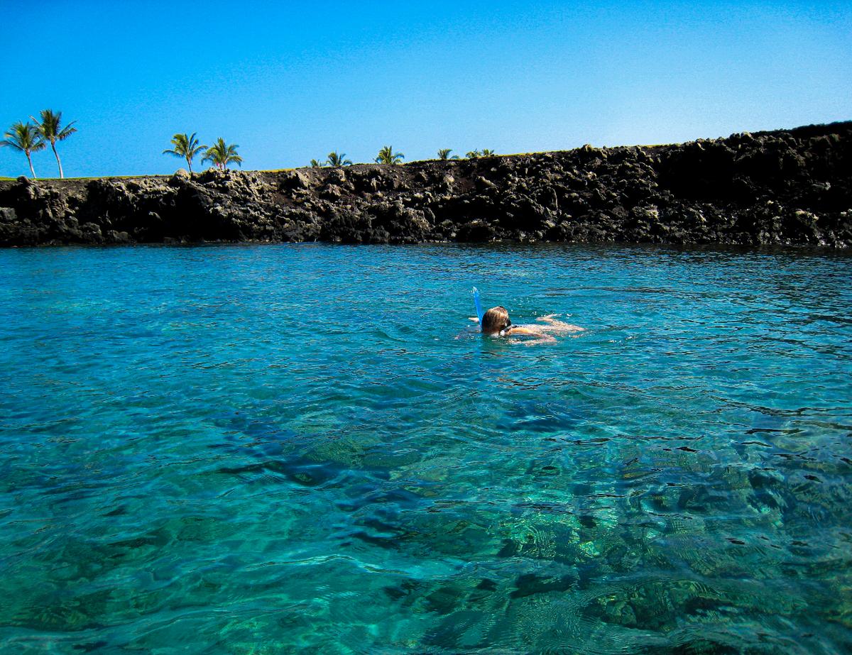 I took this photo of our son snorkeling one morning from the beach