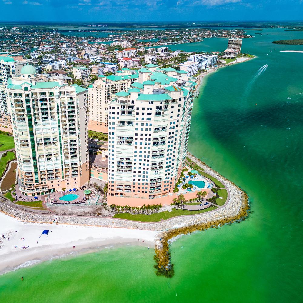 Marco Island beach with hotels