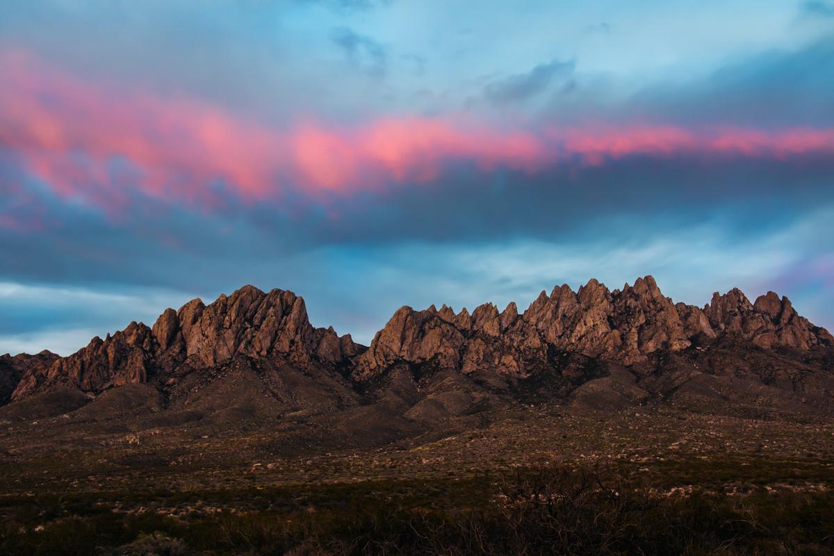Organ Mountains in Las Cruces New Mexico at sunset