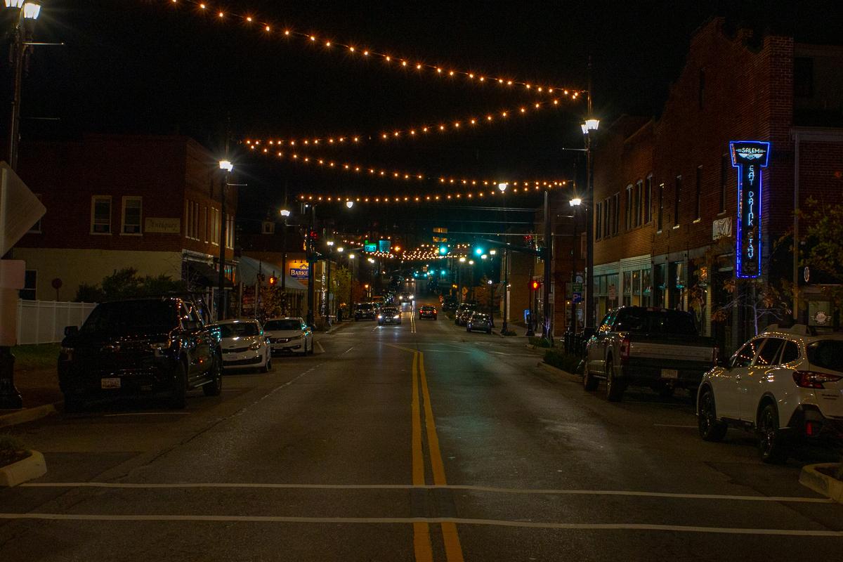 Downtown Salem, VA at night