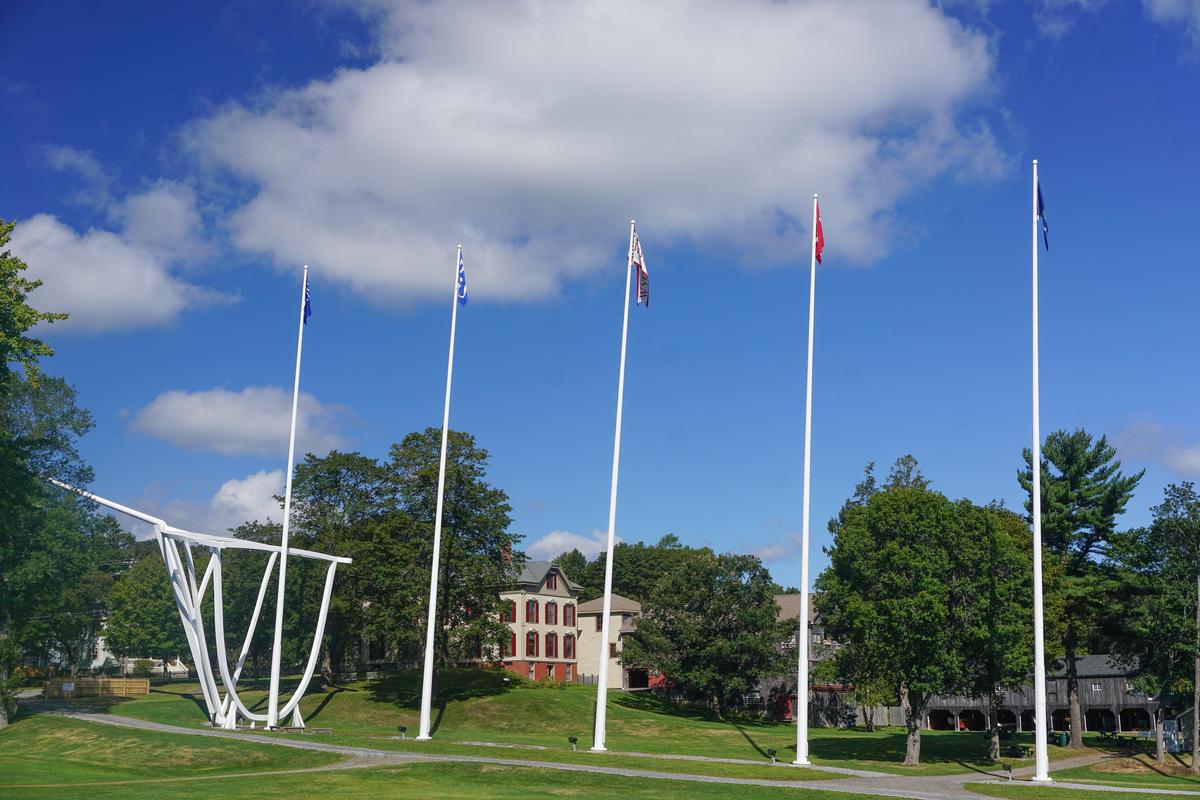 120-foot-tall steel sculpture of the schooner in Bath