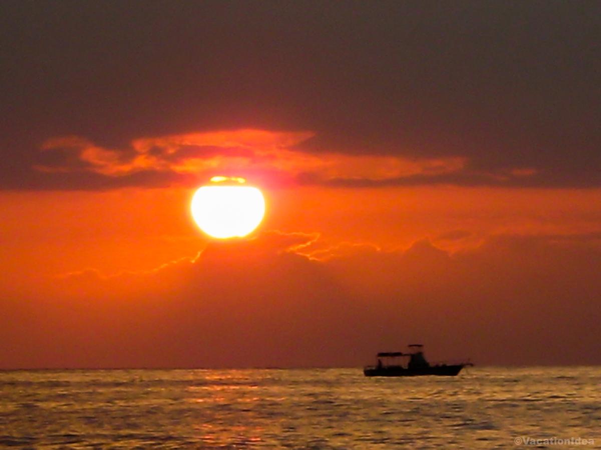 I took this photo of a red sunset on the coast