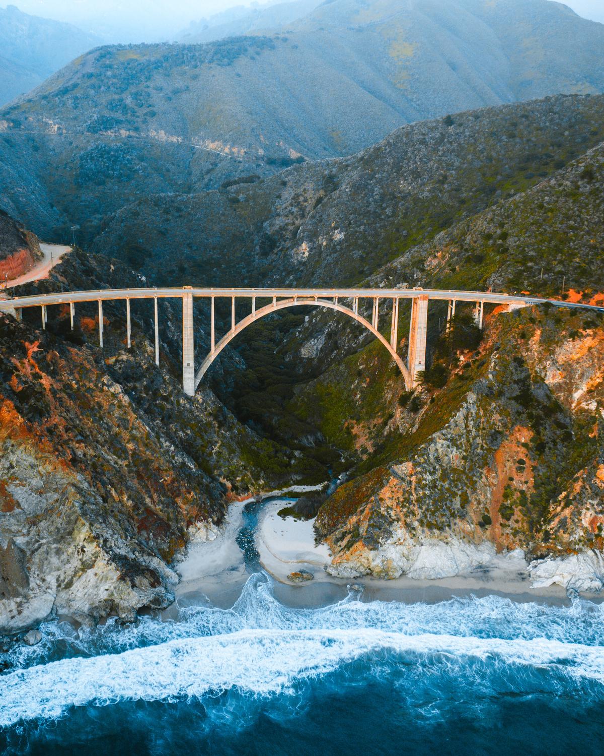Driving on Bixby Creek Bridge