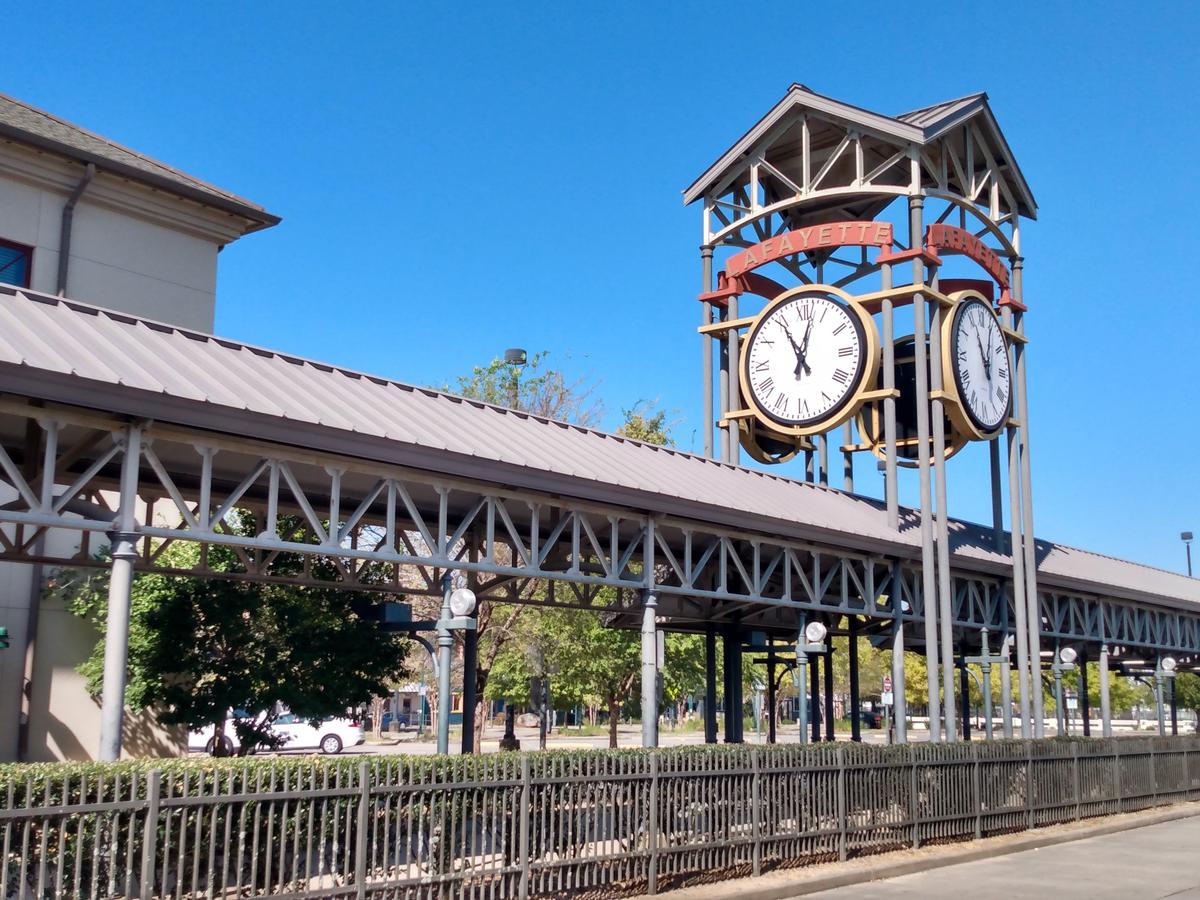 Clock in downtown Lafayette Louisiana